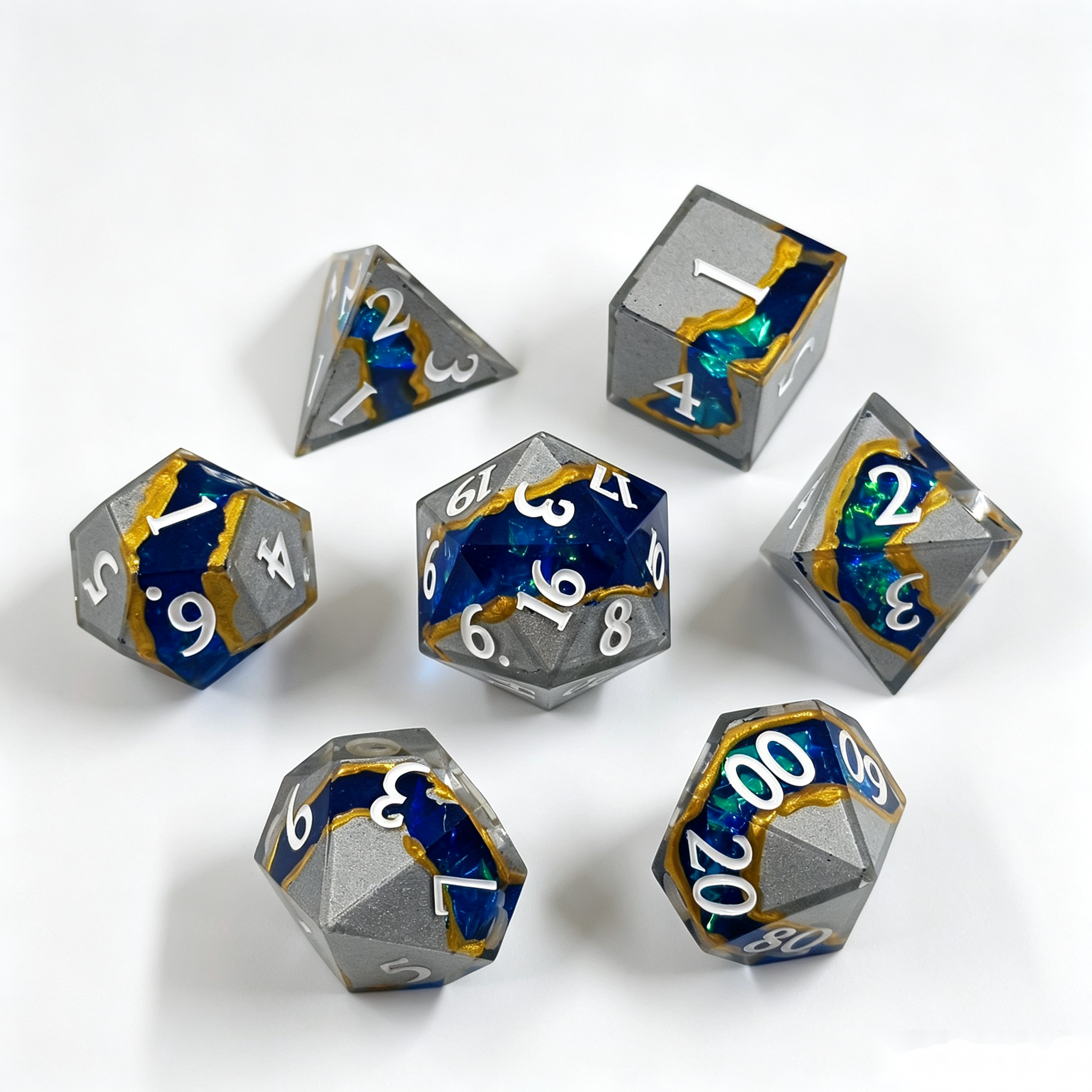 Galactic Rift Grey Solid Core 7-Piece Dice Set