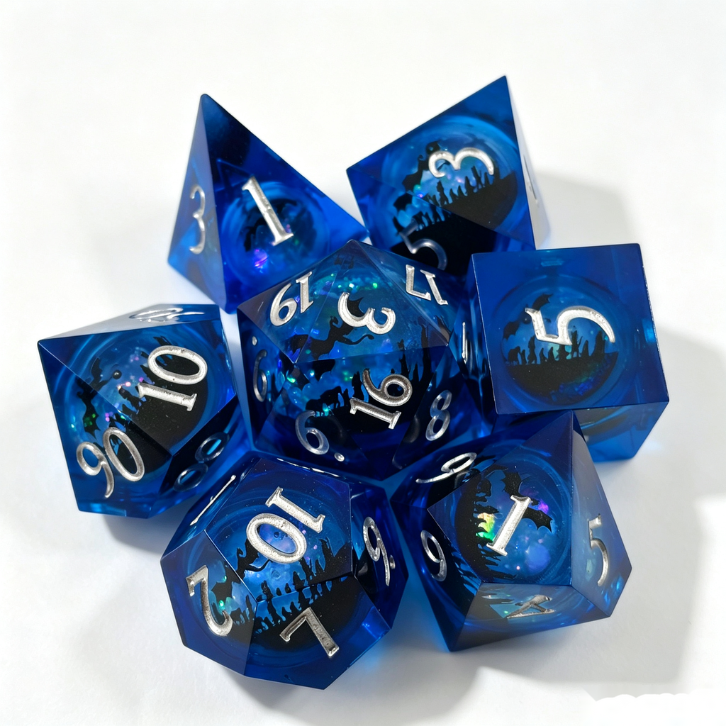 Voyagers Blue Liquid Core 7-Piece Dice Set