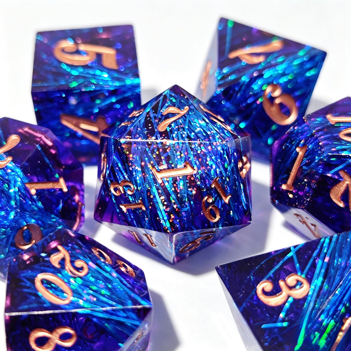 Blue Weave Solid Core 7-Piece Dice Set