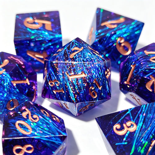 Blue Weave Solid Core 7-Piece Dice Set