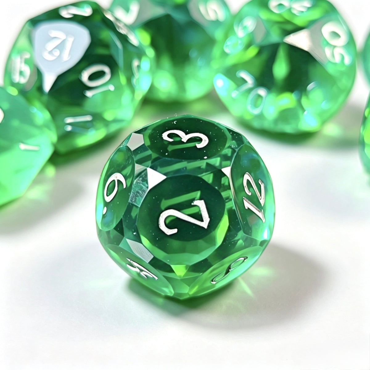 Jade Diamond-Cut 7-Piece Resin Dice Set