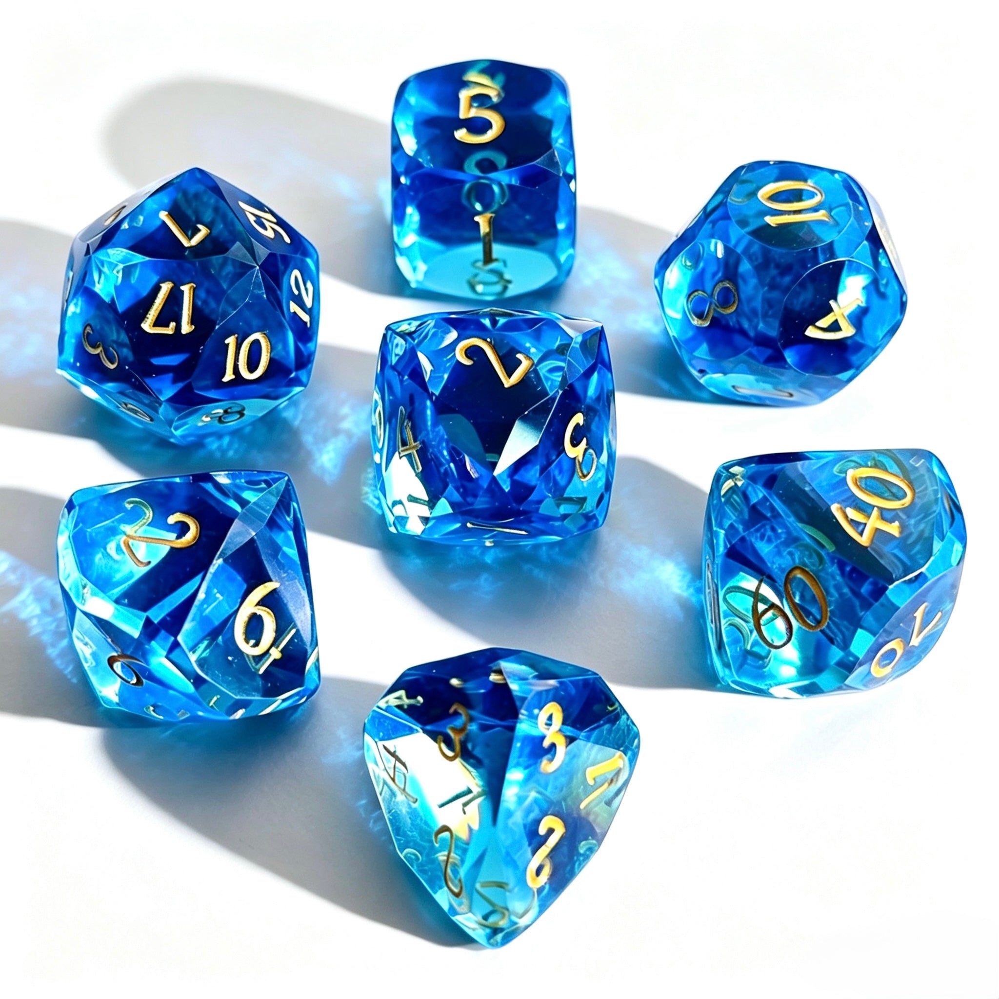 Sapphire Diamond-Cut 7-Piece Resin Dice Set