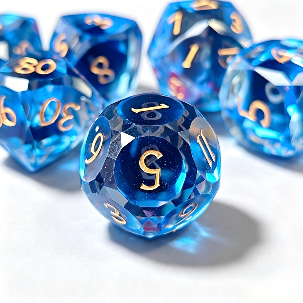 Sapphire Diamond-Cut 7-Piece Resin Dice Set