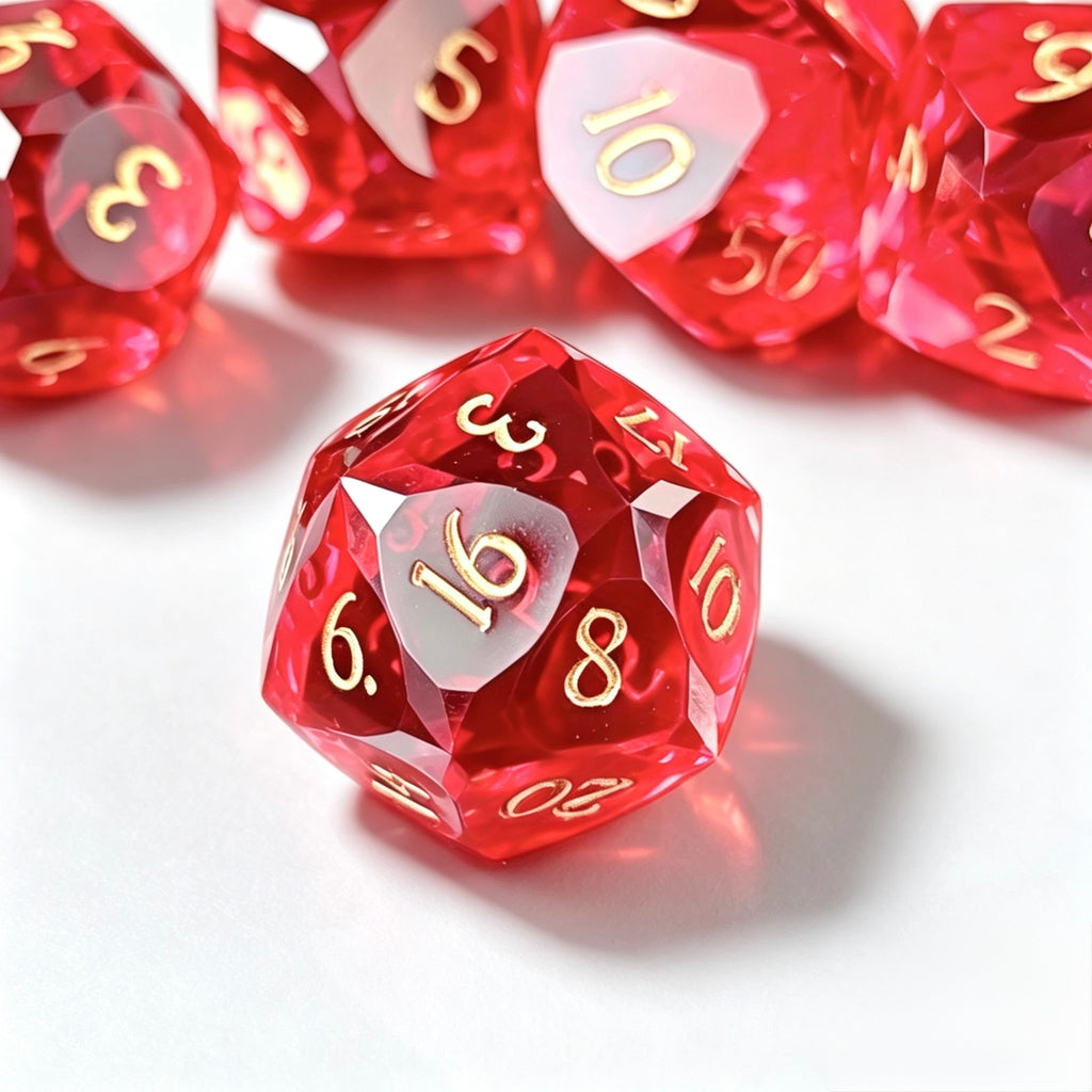 Ruby Diamond-Cut 7-Piece Resin Dice Set