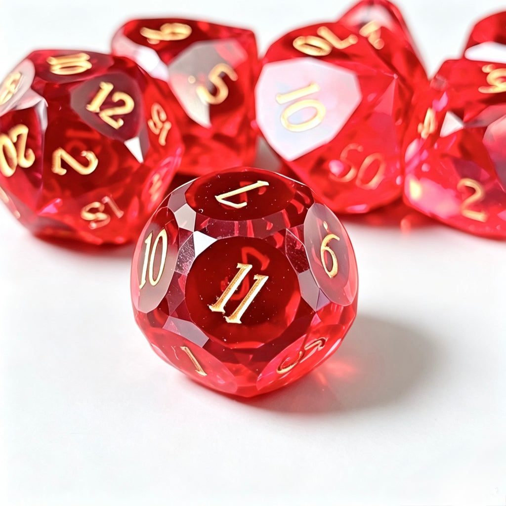 Ruby Diamond-Cut 7-Piece Resin Dice Set