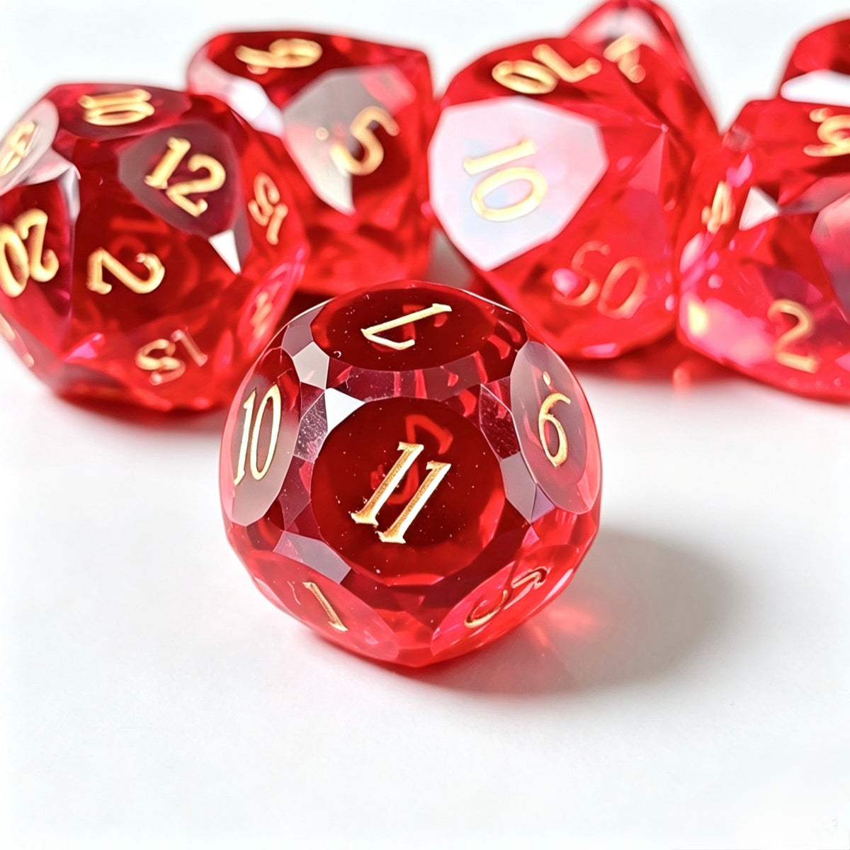 Ruby Diamond-Cut 7-Piece Resin Dice Set