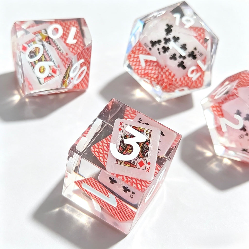 Poker Cards Solid Core 7-Piece Dice Set
