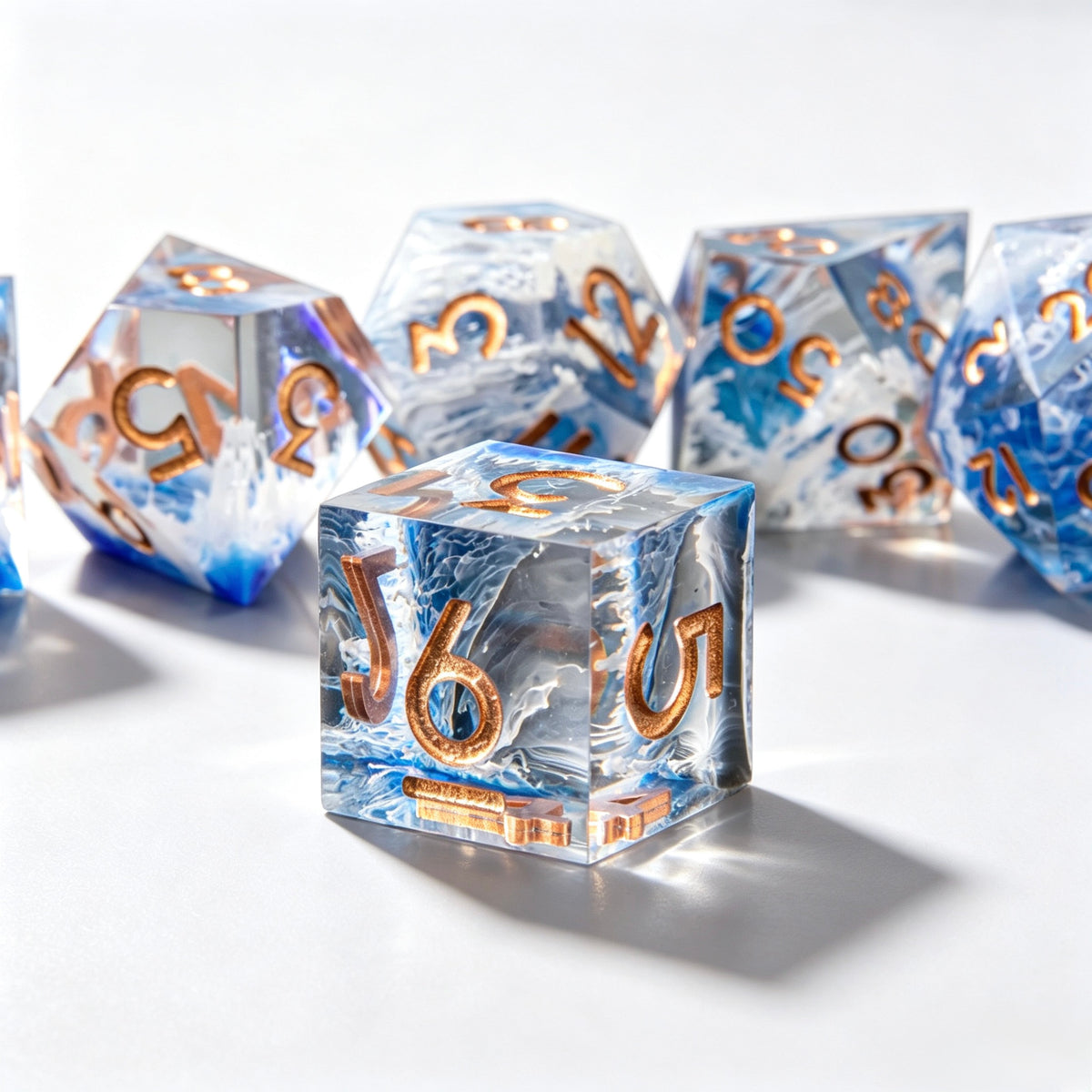 Tidal Blue Solid Core 7-Piece Dice Set