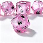 Pink Cat & Paws Glitter Solid Core 7-Piece Dice Set