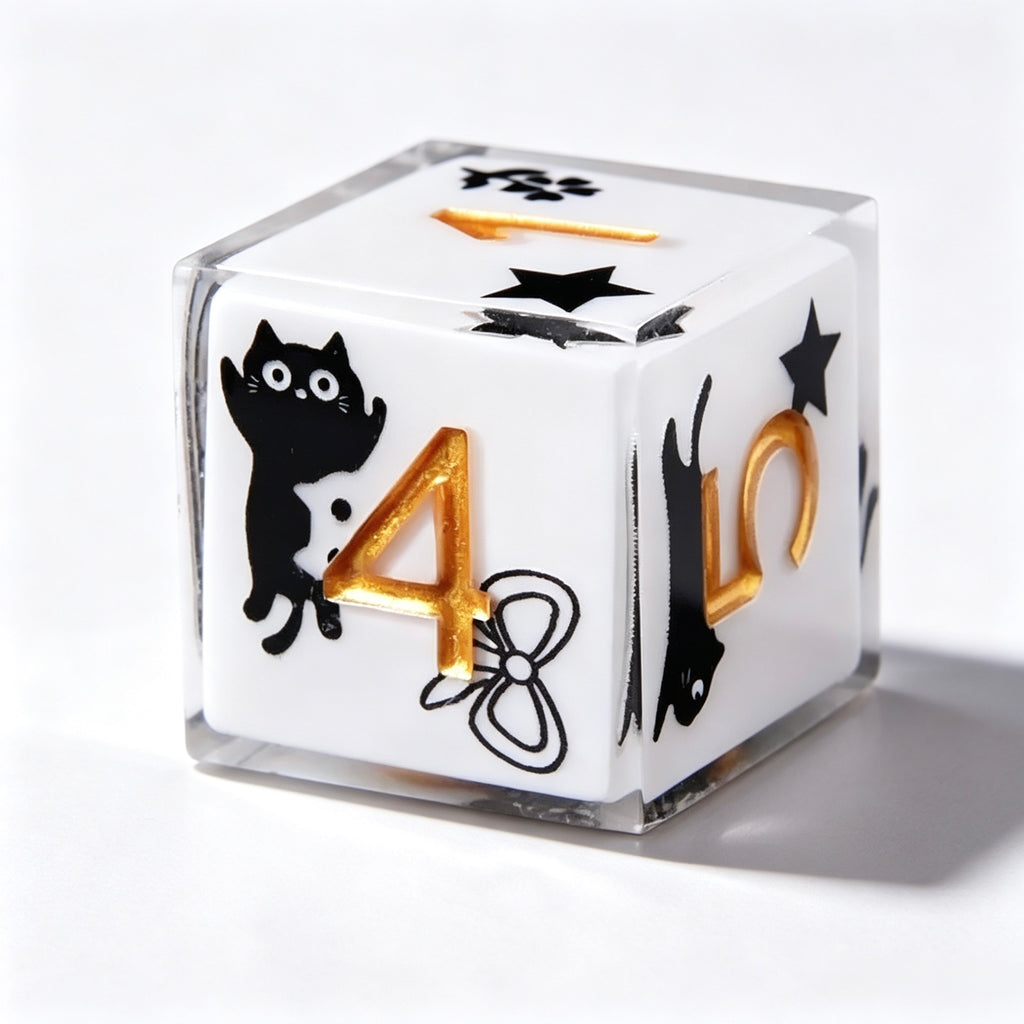 White Cat Solid Core 7-Piece Dice Set