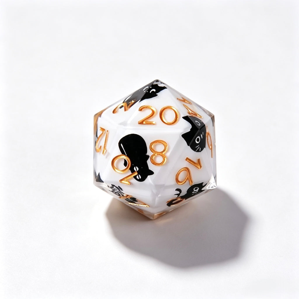White Cat Solid Core 7-Piece Dice Set