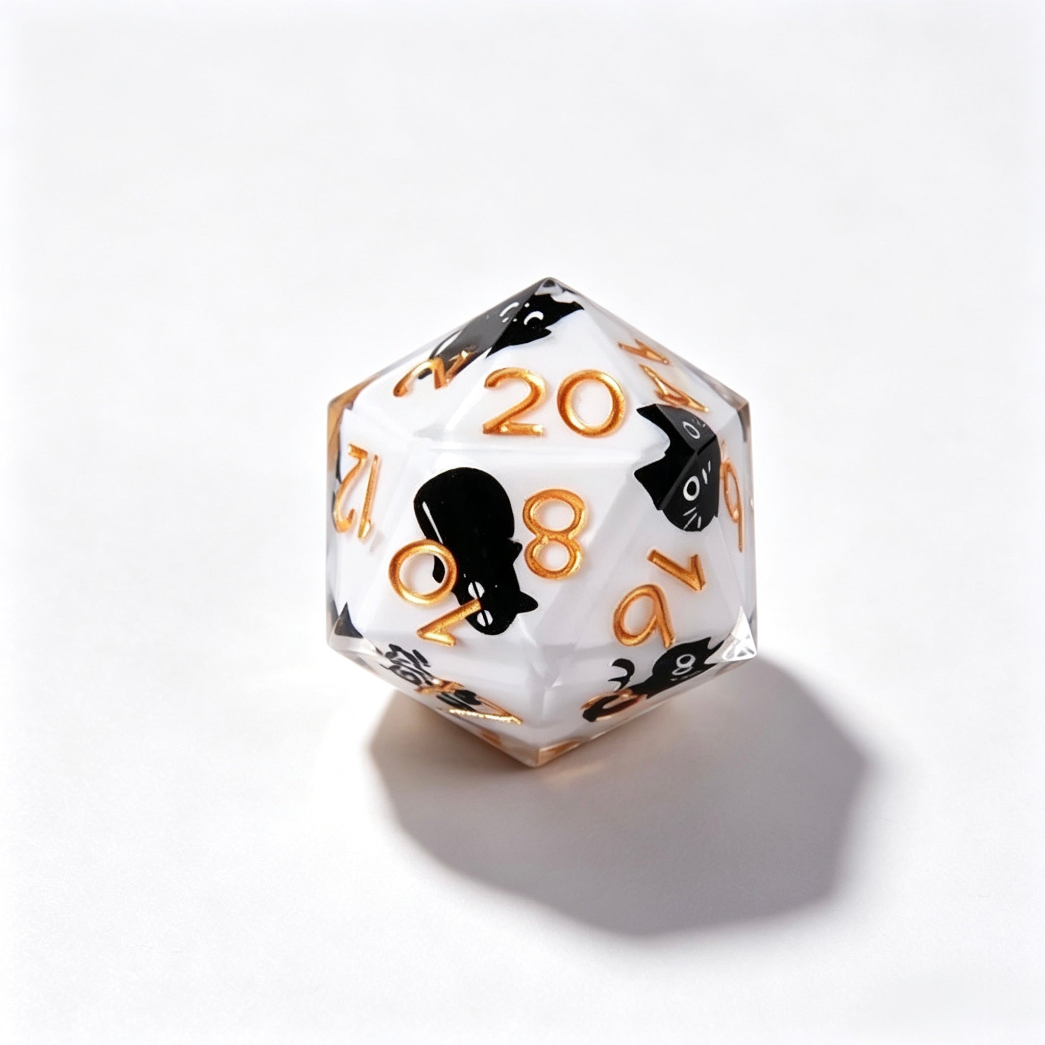 White Cat Solid Core 7-Piece Dice Set