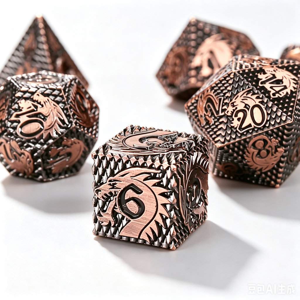 Dragon Scale Bronze 7-Piece Metal Dice Set