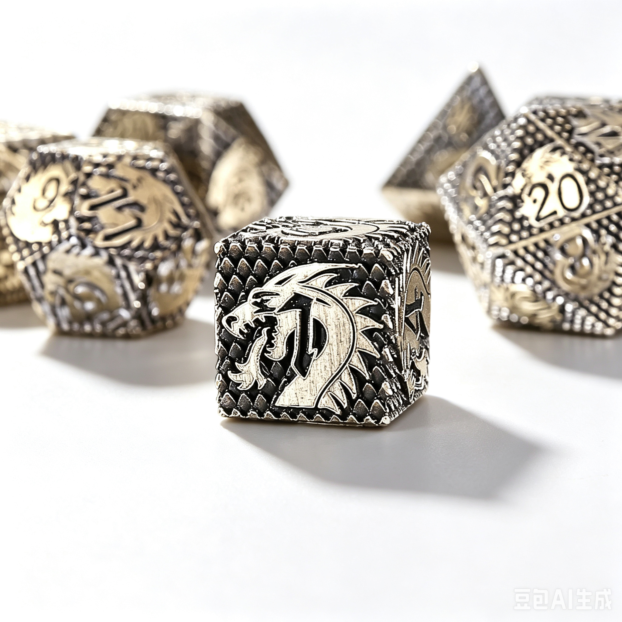 Dragon Scale Gold 7-Piece Metal Dice Set