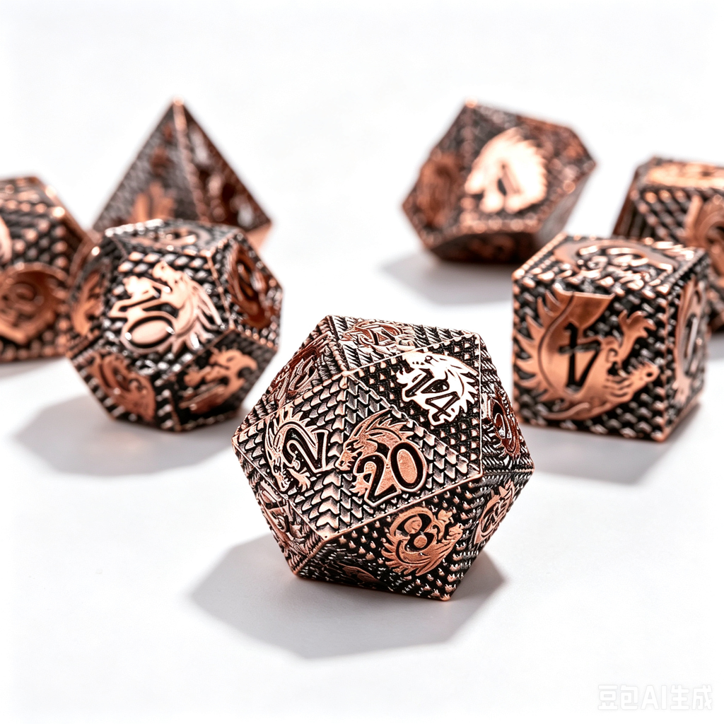 Dragon Scale Bronze 7-Piece Metal Dice Set