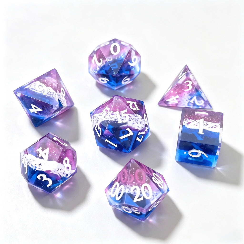 Beach Vibes Solid Core 7-Piece Dice Set