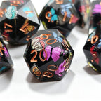 Midnight Butterfly Solid Core 7-Piece Dice Set