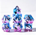 Purple-Pink Black Cat Liquid Core 7-Piece Dice Set