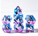 Purple-Pink Black Cat Liquid Core 7-Piece Dice Set