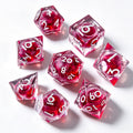 Red Blood Silver Liquid Core 7-Piece Dice Set