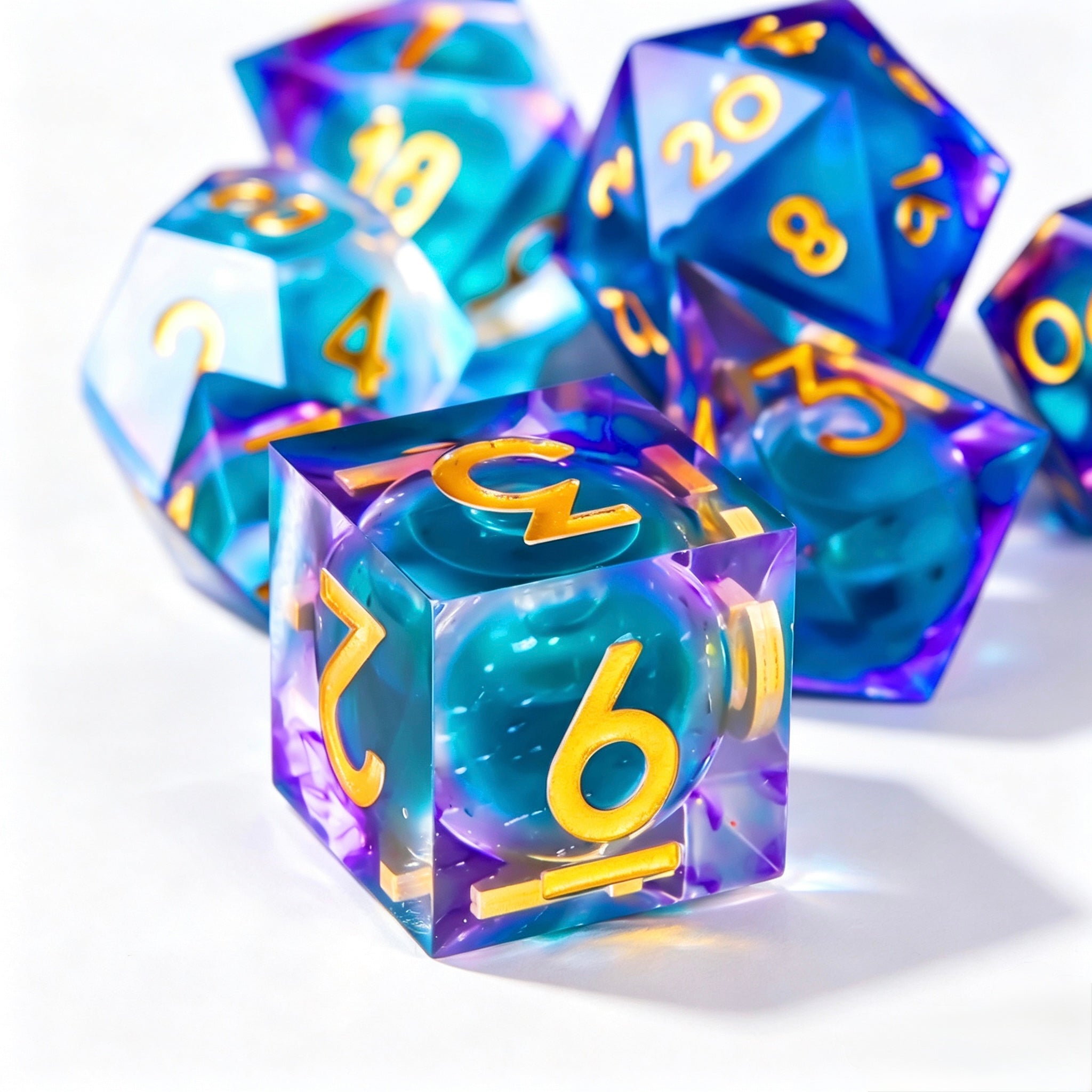 Blue Blood Liquid Core 7-Piece Dice Set