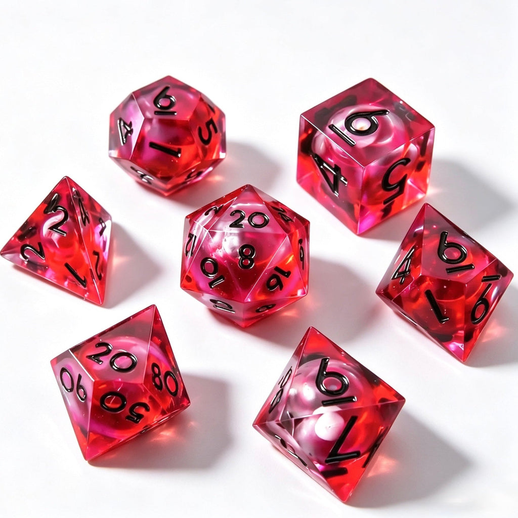 Red Blood Black Liquid Core 7-Piece Dice Set