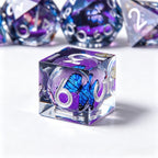 Purple Butterfly Liquid Core 7-Piece Dice Set