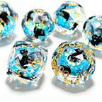 Blue Cat Diamond-Cut 7-Piece Dice Set (Glow-in-Dark)