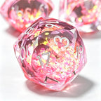 Blush Pink Diamond-Cut 7-Piece Dice Set (Glow-in-Dark)