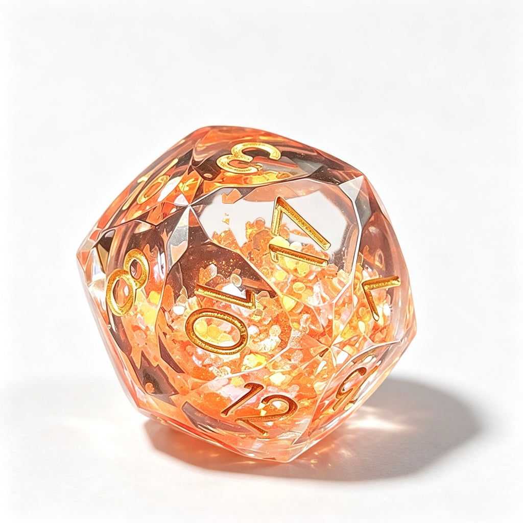 Orange Diamond-Cut 7-Piece Dice Set (Glow-in-Dark)