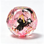 Blush Pink Cat Diamond-Cut 7-Piece Dice Set (Glow-in-Dark)