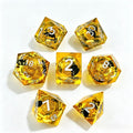 Yellow Black Cat Liquid Core 7-Piece Dice Set