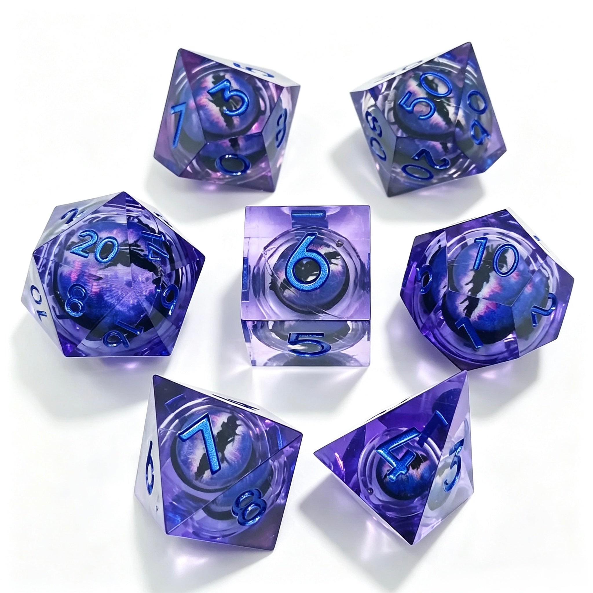 All Purple Dragon Eye Liquid Core 7-Piece Dice Set