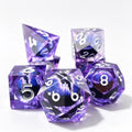 Purple-Purple Eye Silver Lettering Liquid Core 7-Piece Dice Set