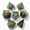 Black-Tricolor Eye Bronze Lettering Liquid Core 7-Piece Dice Set
