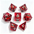 Red-Red Eye White Lettering Liquid Core 7-Piece Dice Set
