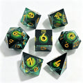 Black-Green Gold Lettering Eye Liquid Core 7-Piece Dice Set