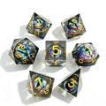 Black-Color Eye Gold Lettering Liquid Core 7-Piece Dice Set