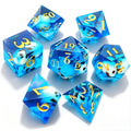 Blue Skulls Solid Core 7-Piece Dice Set