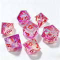 Pink Iridescent Flakes Solid Core 7-Piece Dice Set