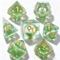 Clear Green Liquid Core 7-Piece Dice Set