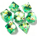 Green Skulls Solid Core 7-Piece Dice Set