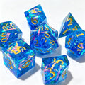 Blue Iridescent Flakes Solid Core 7-Piece Dice Set