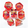 Red Iridescent Flakes Solid Core 7-Piece Dice Set
