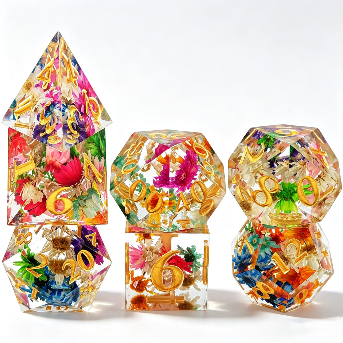 Tropical Flower Solid Core 7-Piece Dice Set