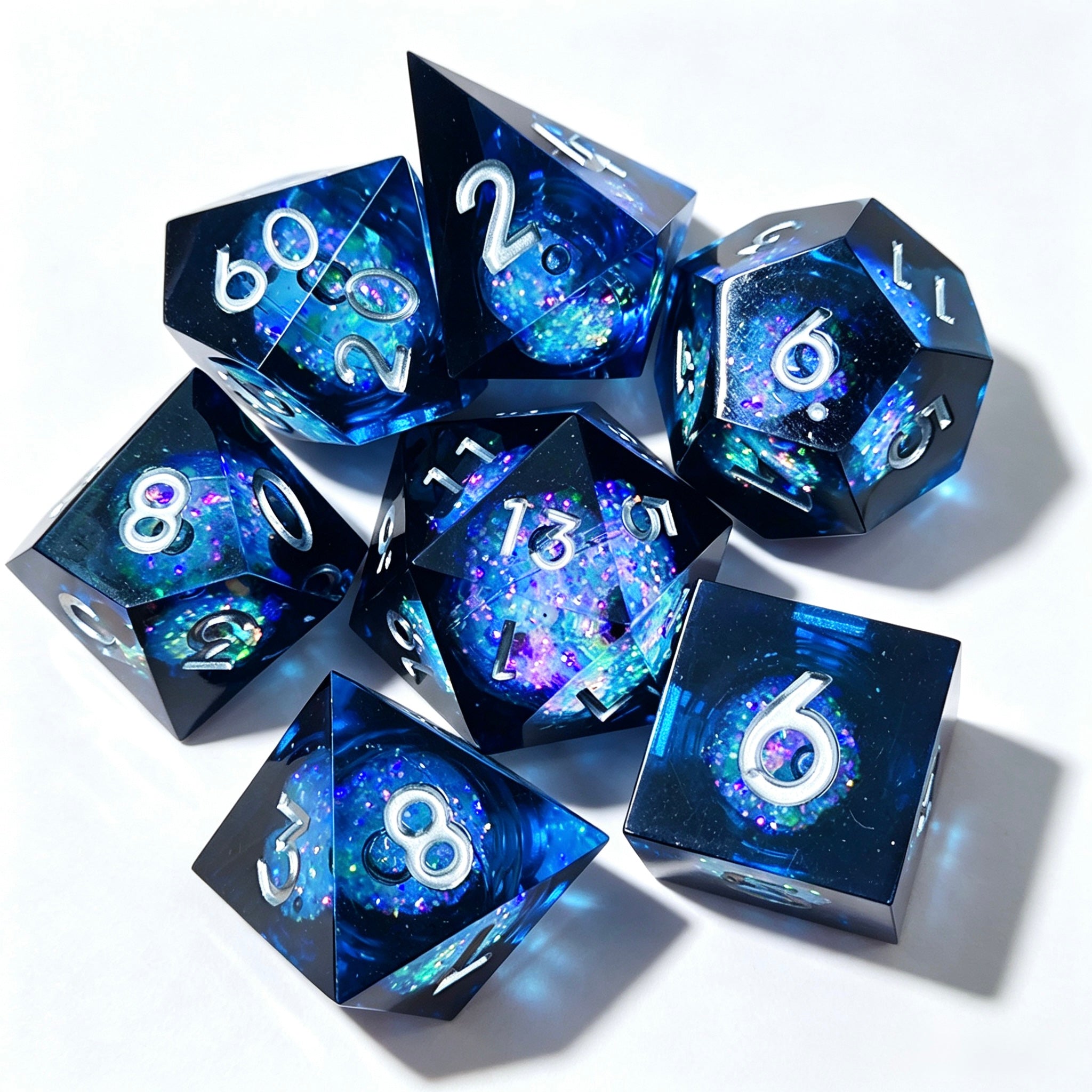 Violet Nebula Liquid Core 7-Piece Dice Set