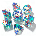Aqua Skulls Solid Core 7-Piece Dice Set