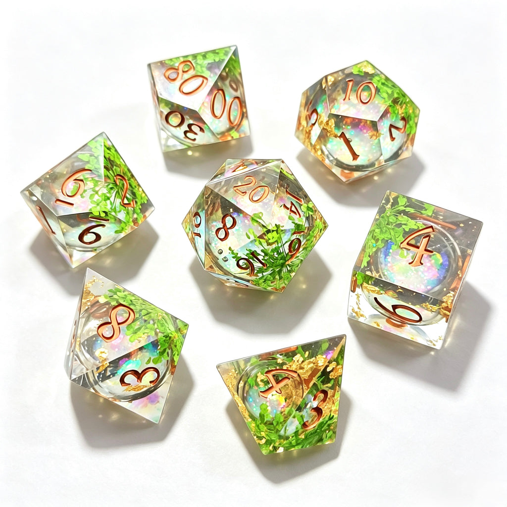 Algae Glitter Liquid Core 7-Piece Dice Set