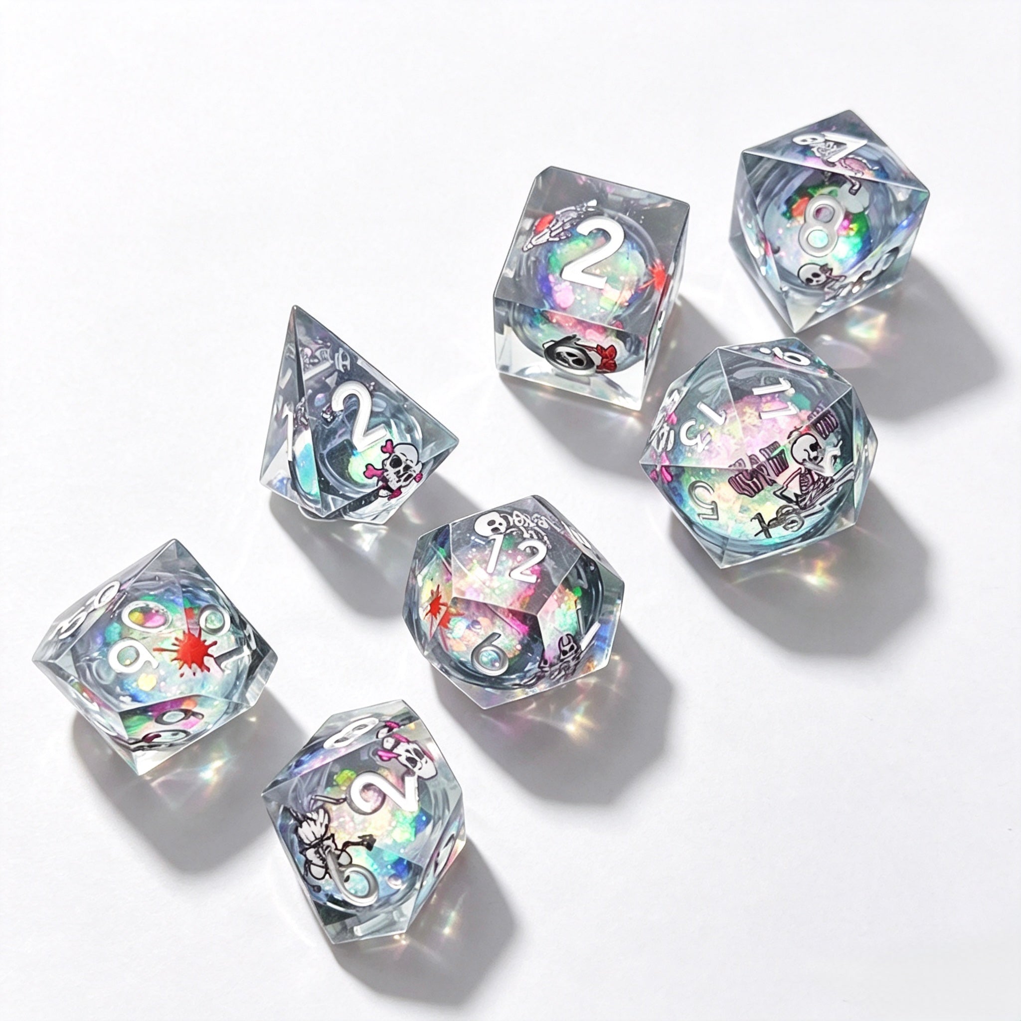 Skulls & Skeletons Liquid Core 7-Piece Dice Set