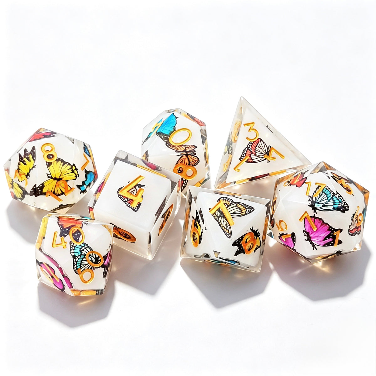 Daytime Butterfly Solid Core 7-Piece Dice Set